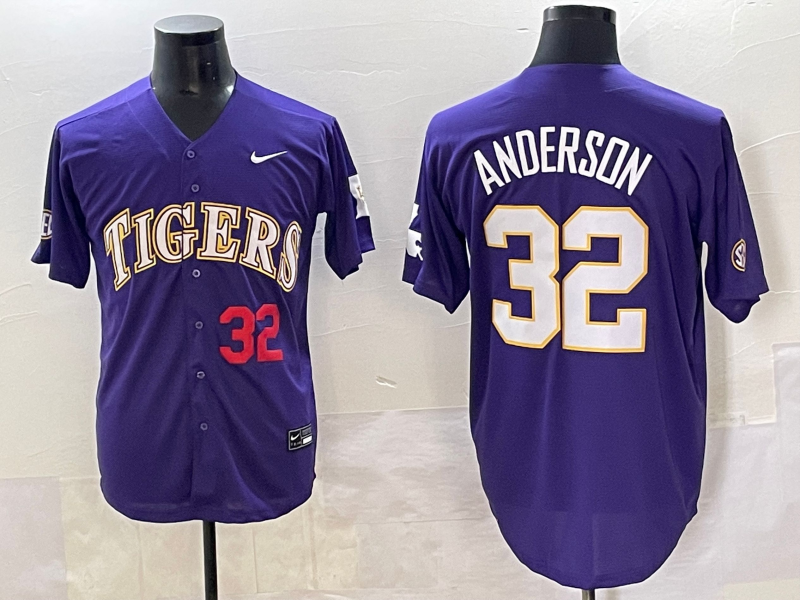 Men 2025 LSU Tigers #32 Anderson blue Joint Name Nike NCAA 2025  Jersey style 3->ncaa teams->NCAA Jersey